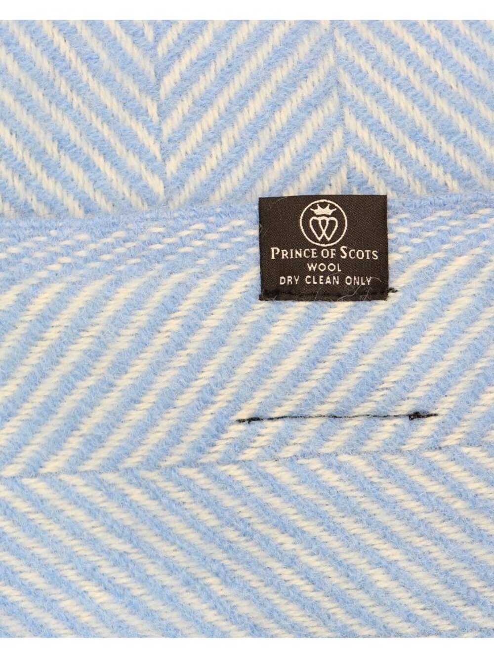 NWT Prince Of Scots Tweed Herringbone Pure Oversized Wool Throw Baby Blue 59x72 - Picture 9 of 9